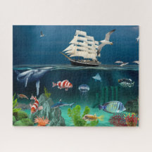 Bateau à voile Océan Animaux de mer Poisson puzzle