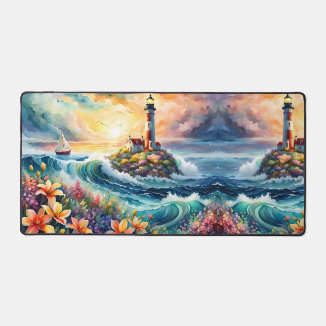 Bateau à voile phare Floral Beauté Aquarelle (Recto)