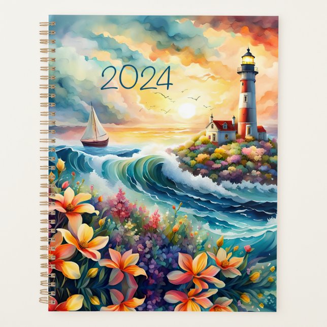 Bateau à voile phare Floral Beauté Aquarelle (Devant)