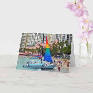 Bateau à voile, Plage de Waikiki, Carte Oahu