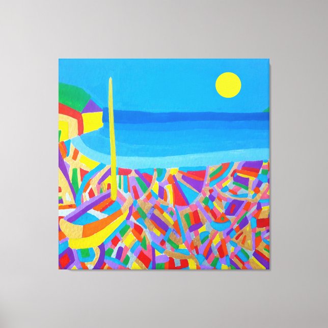 Bateau à voile près de la toile étirée par la mer  (Recto)