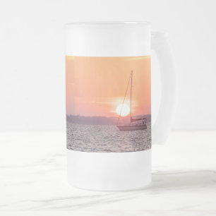 Bateau à voile Sunrise Froid Verre Beer Mug