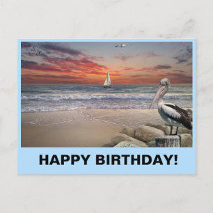 Bateau à voile sur carte postale d'anniversaire