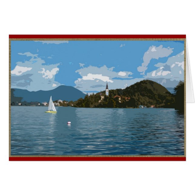 Bateau à voile sur le lac Bled, Slovénie (Devant horizontal)