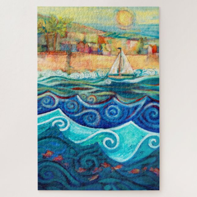 Bateau à voile sur Sunny Seas Puzzle (Vertical)
