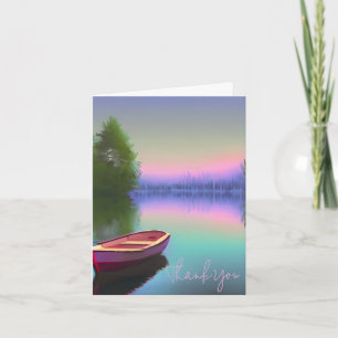 Bateau aquarelle sur lac serein carte personnalisa