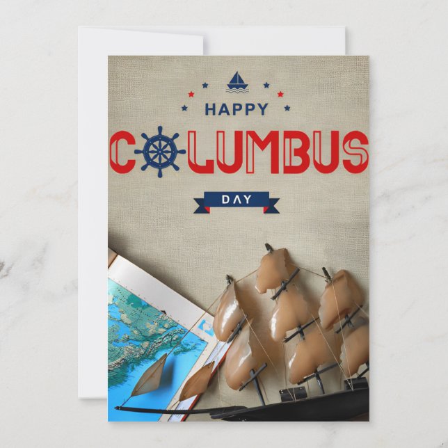 Bateau & Carte Joyeux Columbus Day (Dos)