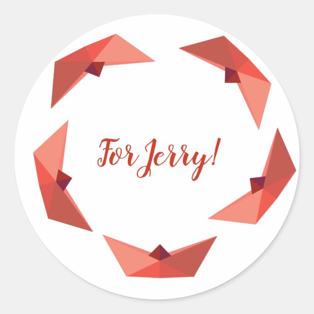 Bateau, Casquette papier, autocollant de nom perso (Devant)