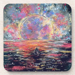Bateau dans la lune colorée - Dessous de verre en 