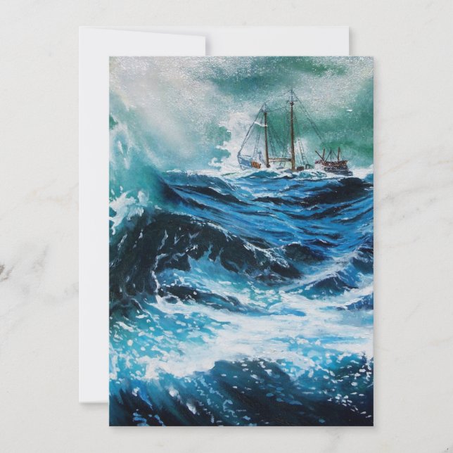 Bateau dans la mer dans la tempête (Devant)