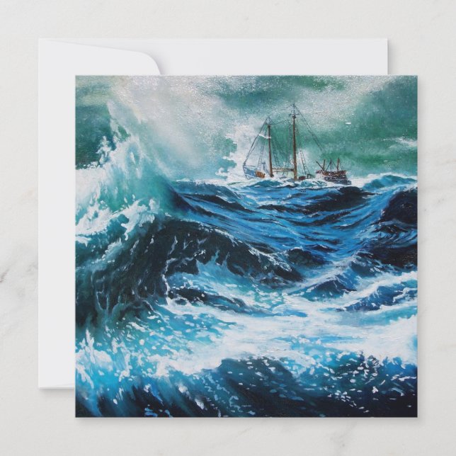 Bateau dans la mer dans la tempête (Devant)