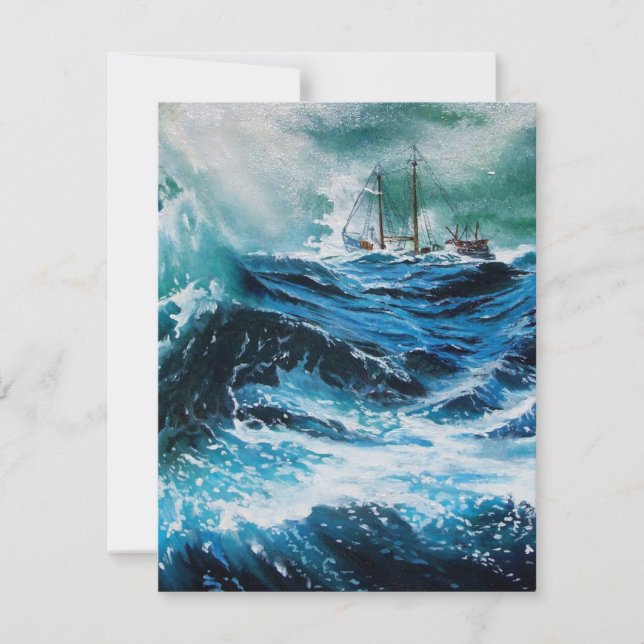 Bateau dans la mer dans la tempête, Parchemin (Devant)