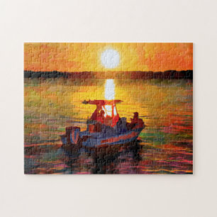 Bateau dans un Hilton Head Sunset Puzzle
