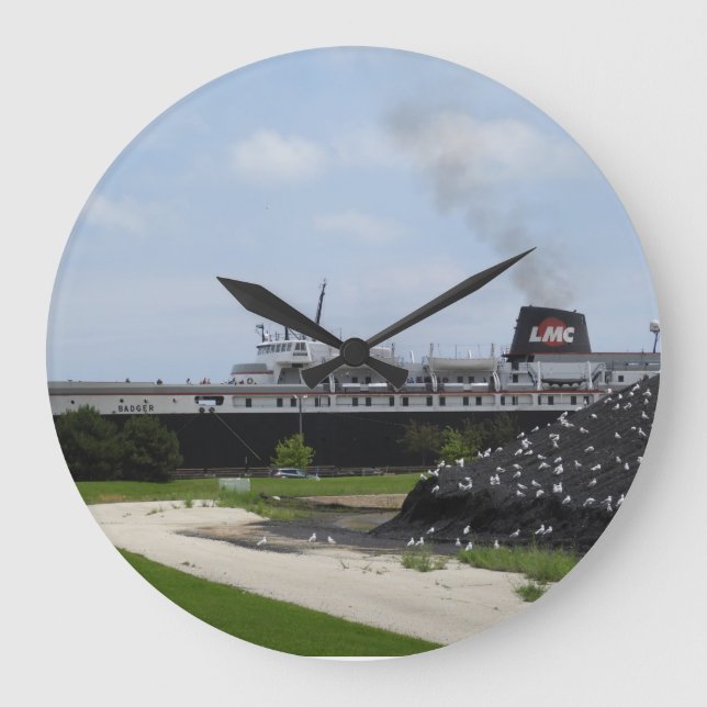 Bateau de charbon SS Badger à Manitowoc Horloge mu (Recto)