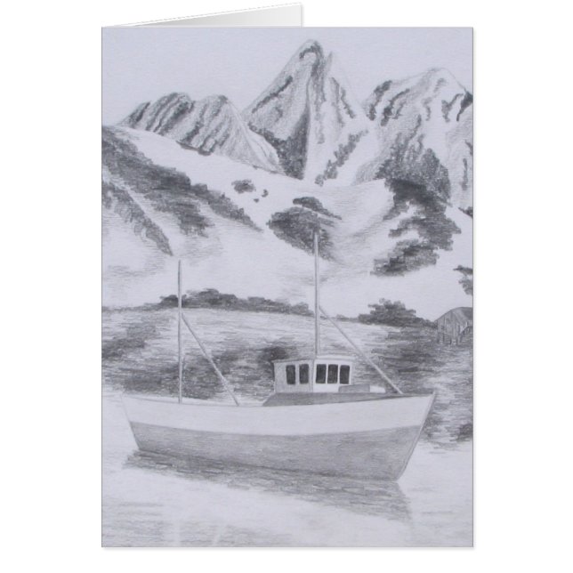 Bateau de pêche norvégien (crayon) (Devant)