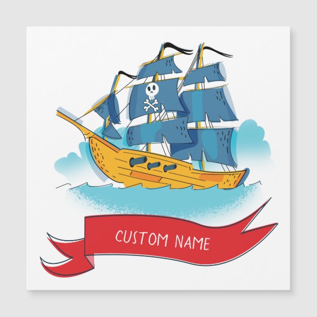 Bateau de pirate de dessin animé mignon Texte pers (Devant)