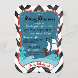 Bateau de pirate et invitation de baby shower