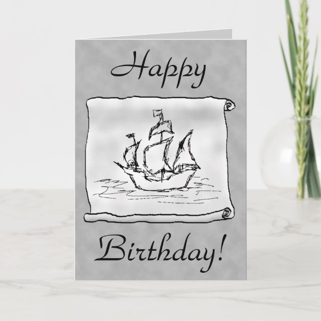 Bateau de pirate. Rouleau gris. Carte (Devant)