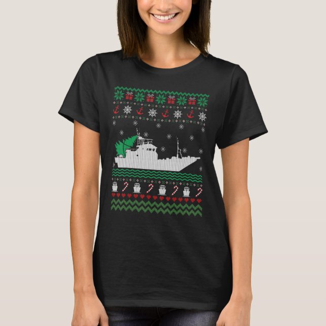Bateau Drôle Vilain Sweat De Noël Pour Pêcheur (Devant)