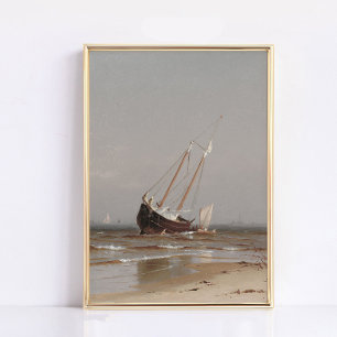 Bateau Échoué, Impression, Art Mural Vintage, Pays