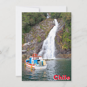 Bateau et cascade, carte Chili