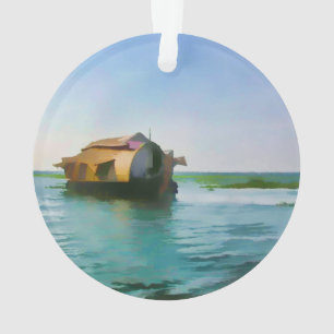 Bateau-maison au Kerala dans la lagune d'eau de