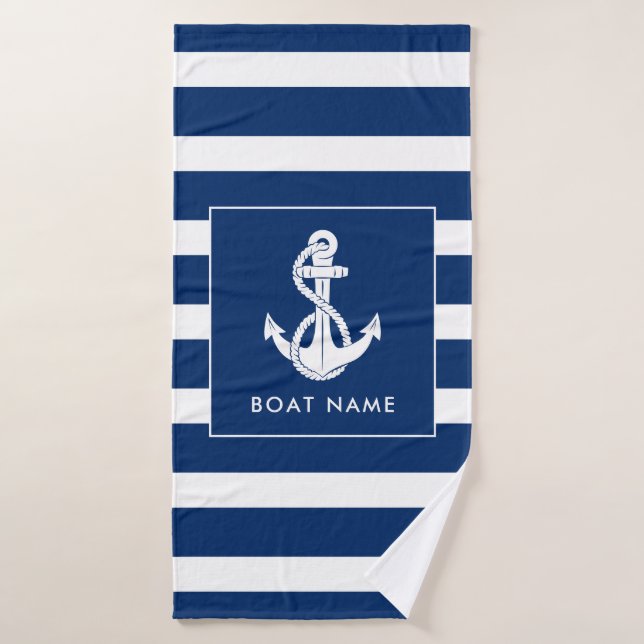Bateau nautique Ancre blanche sur mesure (Serviette de bain)