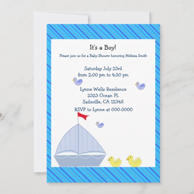 Bateau nautique Baby Boy Shower Invitation (Devant)