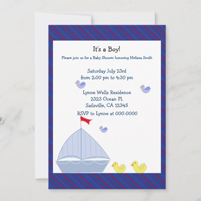 Bateau nautique Baby Boy Shower Invitation (Devant)