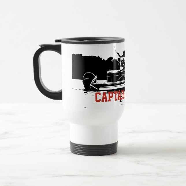 Bateau Ponton personnalisé Voyage Mug en noir (Gauche)