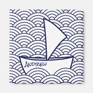 Bateau sur Waves Carré Magnet