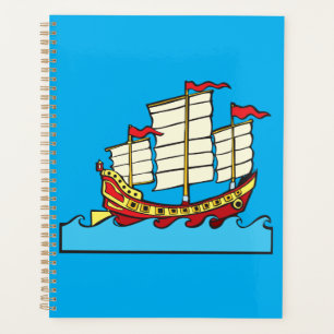 Bateau traditionnel rouge chinois sur vagues bleue