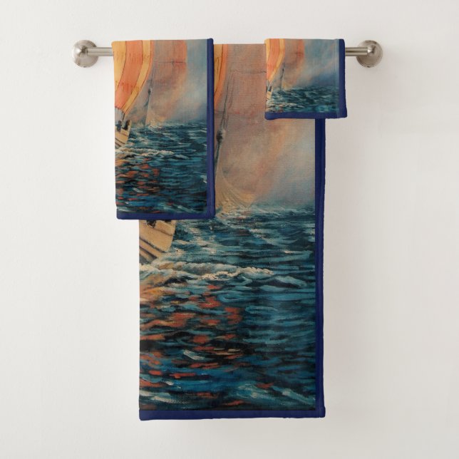 Bateau viking/bateau long en voilier sur fond bleu (En situation)