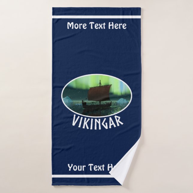Bateau Viking Sous Lumière Du Nord (Serviette de bain)