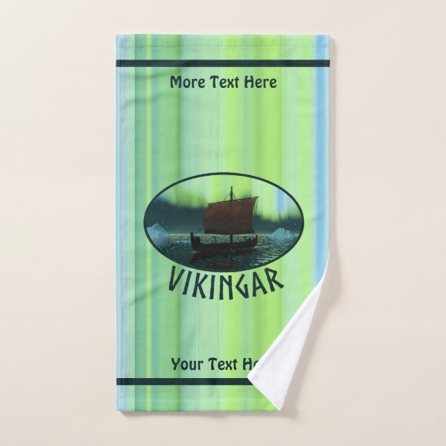 Bateau Viking Sous Lumière Du Nord (Serviette à main)
