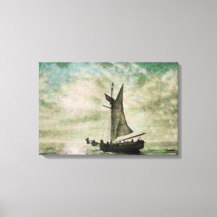 Bateau vintage en mer la copie d'art de toile