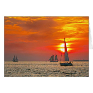 Bateaux à Key West, Floride, coucher de soleil