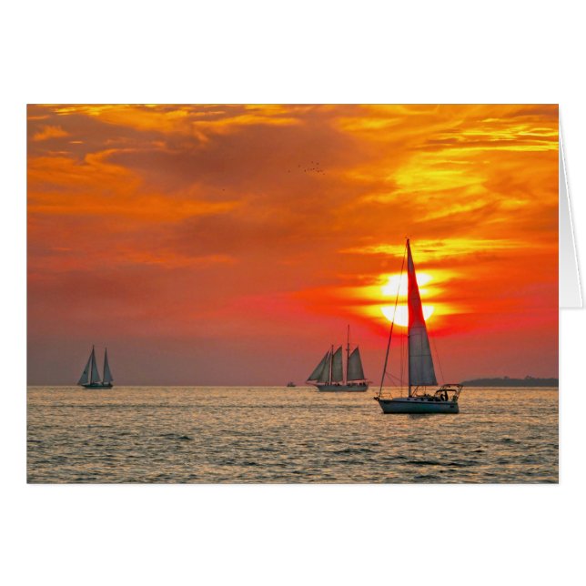 Bateaux à Key West, Floride, coucher de soleil (Devant horizontal)