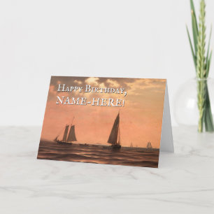 Bateaux à voile sur l'eau, Look Vintage Carte d'an