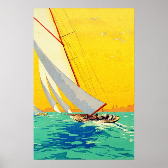 Bateaux à voile vintages Poster de voyage français (Devant)
