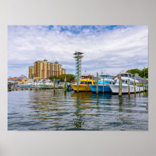 Bateaux amarrés Affiche du port de Destin Floride