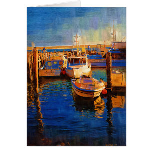 Bateaux, coucher du soleil, baie de Morro, la