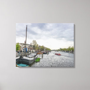 Bateaux d'Amsterdam en toile de canal
