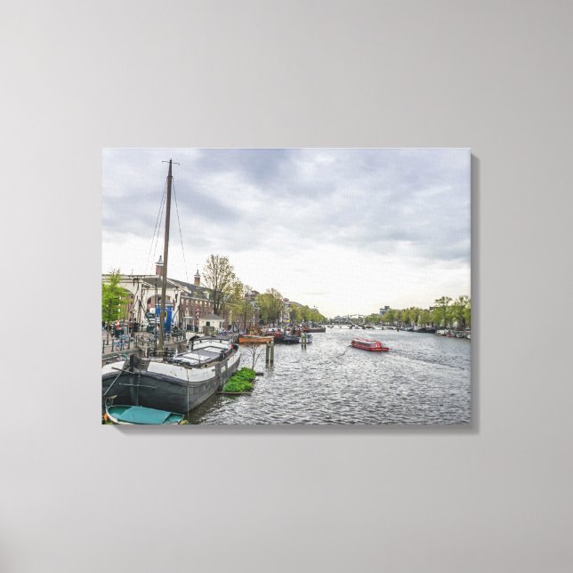 Bateaux d'Amsterdam en toile de canal (Recto)