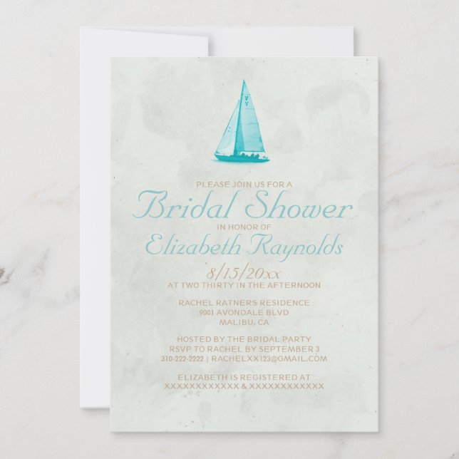 Bateaux de campagne Invitations de douche nuptiale (Devant)