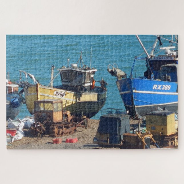 Bateaux de pêche à Hastings Sussex Jigsaw Puzzle (Horizontal)