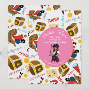 Bateaux roses et trésor  Invitation à une fête de 