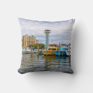 Bateaux stationnés Destin Florida Coussin du port