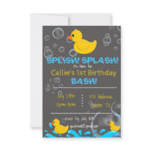 Bath Time Rubber Ducky Birthday Invitation