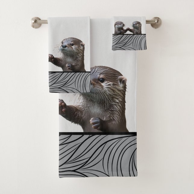 Bath Wild Animals Weasels  -  Baby Otters Towels (En situation)